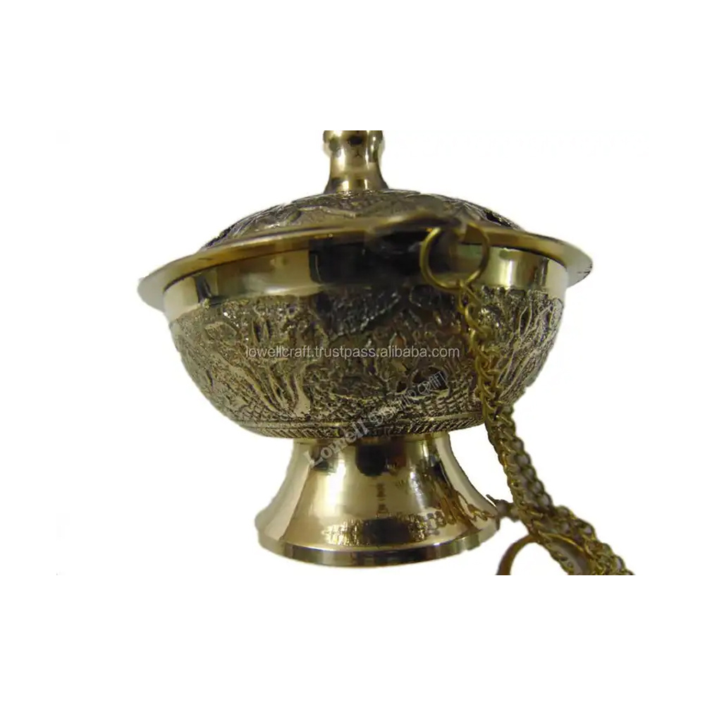 Good Quality Embossed Brass metal Incense Charcoal Burner Hanging From Wholesale Supplier