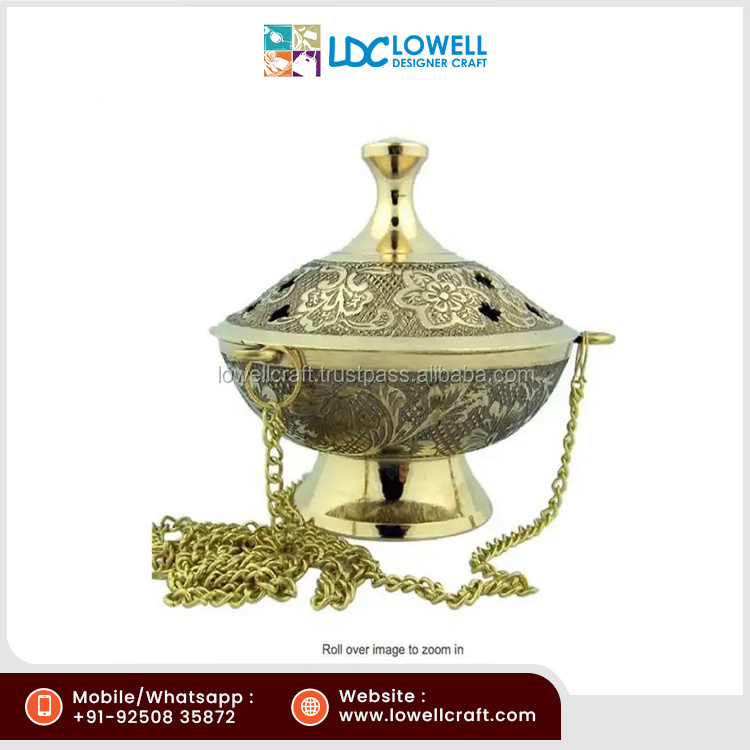 Good Quality Embossed Brass metal Incense Charcoal Burner Hanging From Wholesale Supplier