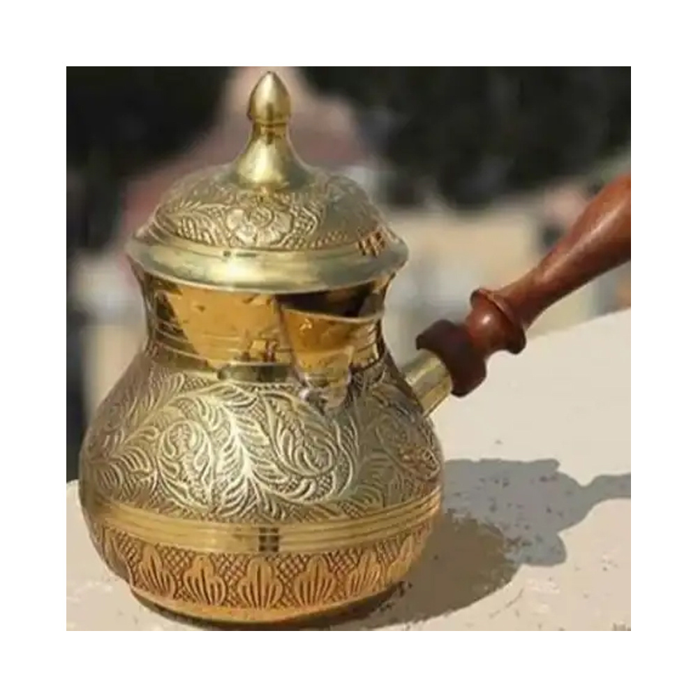 New Arrival Turkish brass Coffee pot warmer Kettle  with wooodle handle Available At Low Price