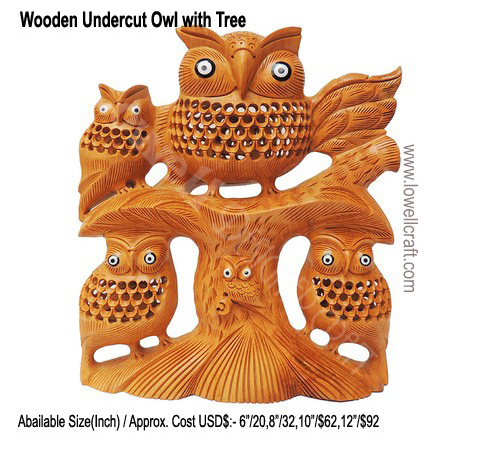 INDIAN HAND CARVED WOODEN OWL