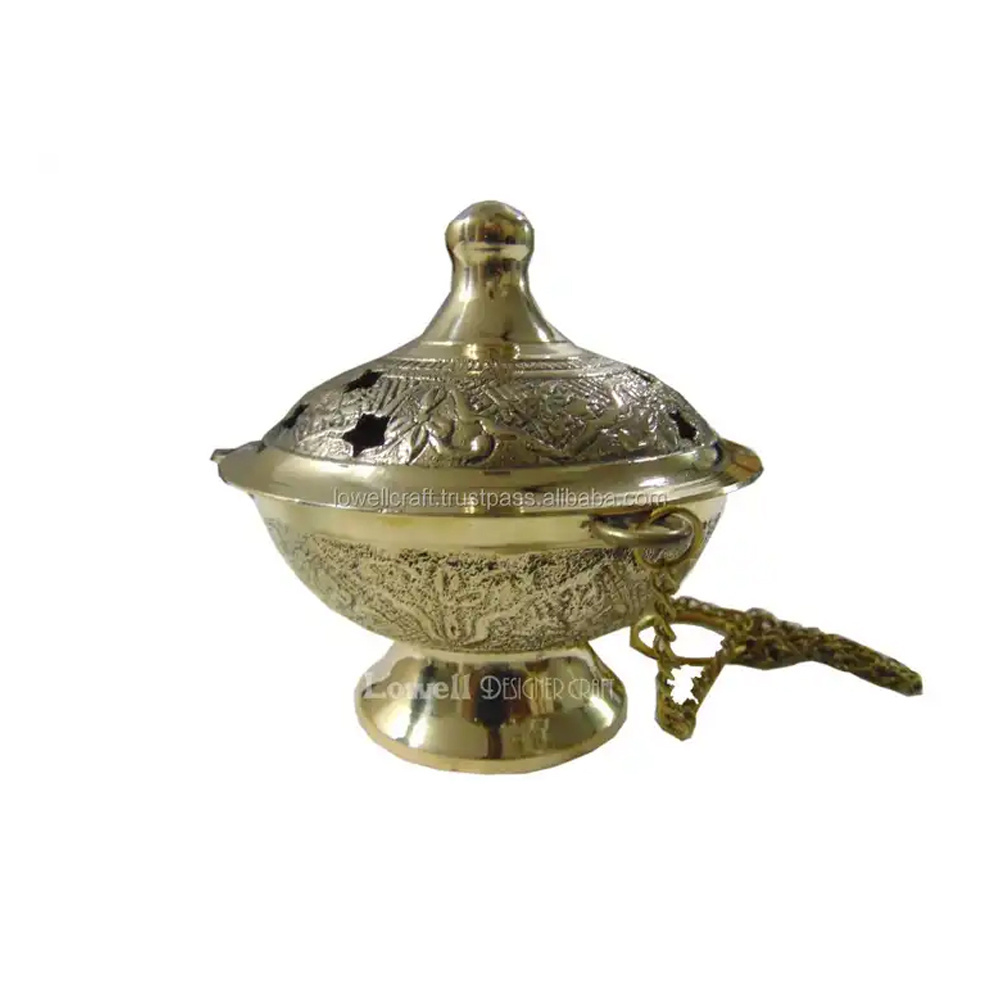 Good Quality Embossed Brass metal Incense Charcoal Burner Hanging From Wholesale Supplier