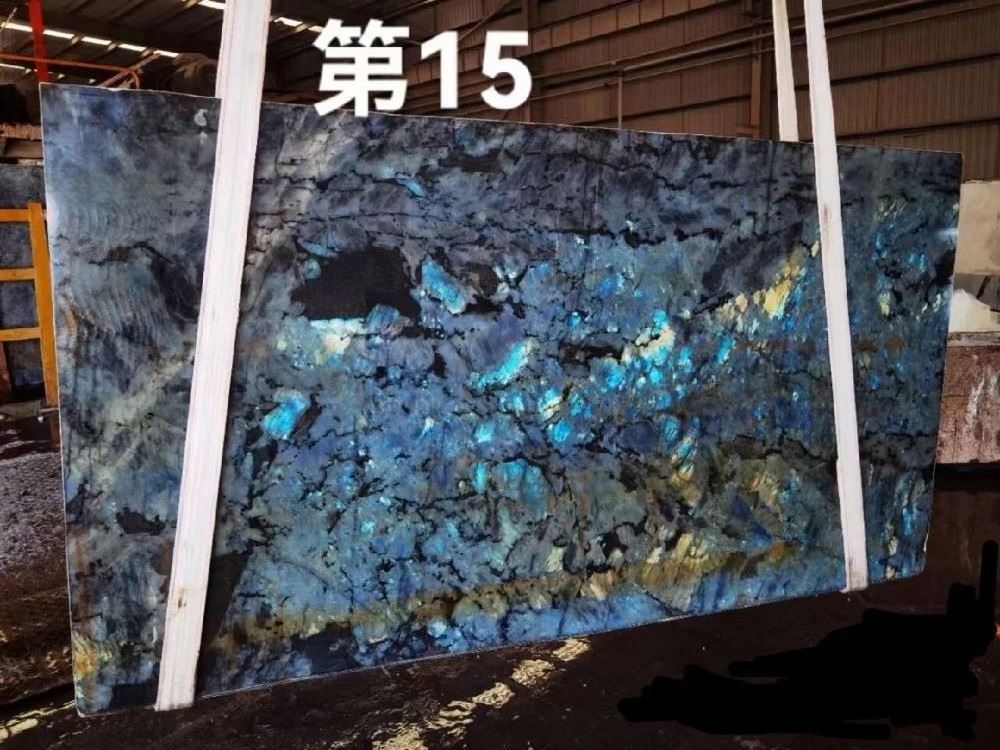 Wholesale Exotic Natural Madagascar Lemurian Blue Labradorite Blue Granite Polished Slabs For Kitchen Countertops