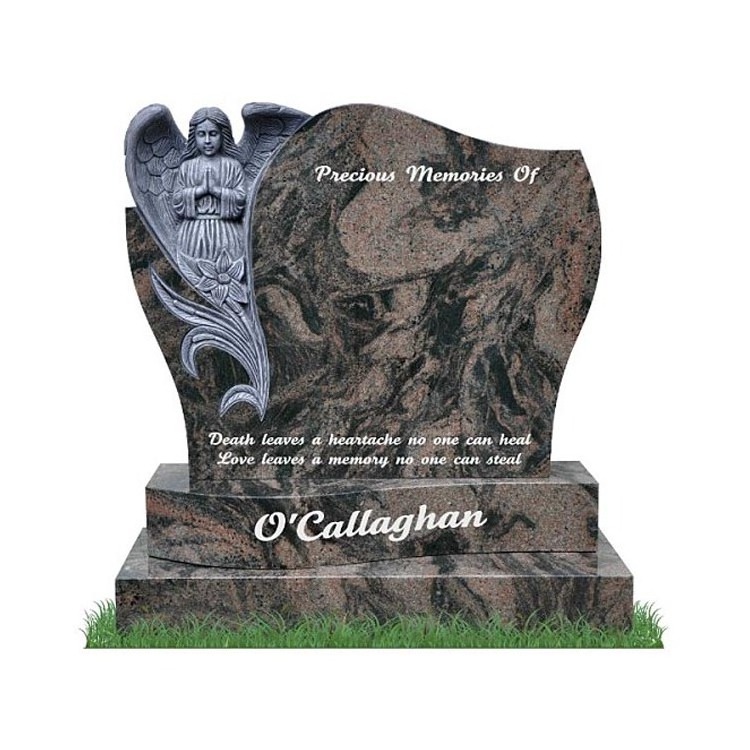 Customized Hot Sale Beautiful Marble Monument angel statues Headstones Tombstone Weeping Angle Tombstone