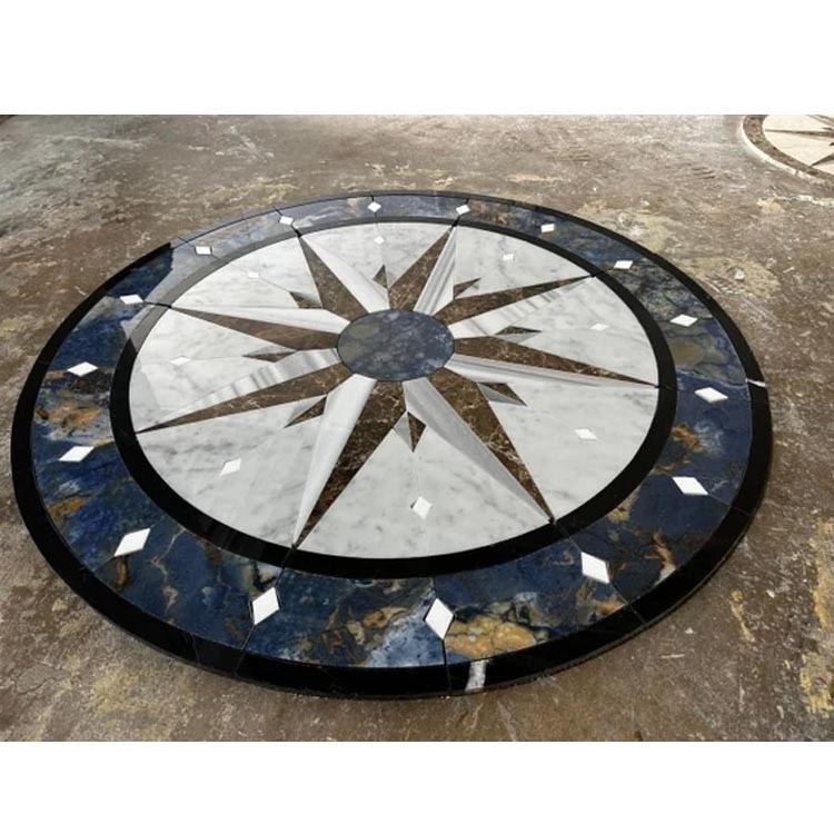 Hotel Interior Luxury Round Floor Ceramic Marble Waterjet Medallions Tile