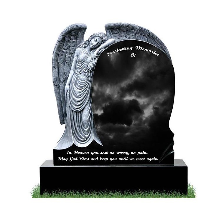 Customized Hot Sale Beautiful Marble Monument angel statues Headstones Tombstone Weeping Angle Tombstone