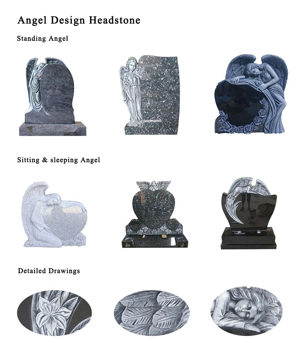 Double heart headstone, china black granite monuments, rose engraved tombstone granite slab tombstones trade