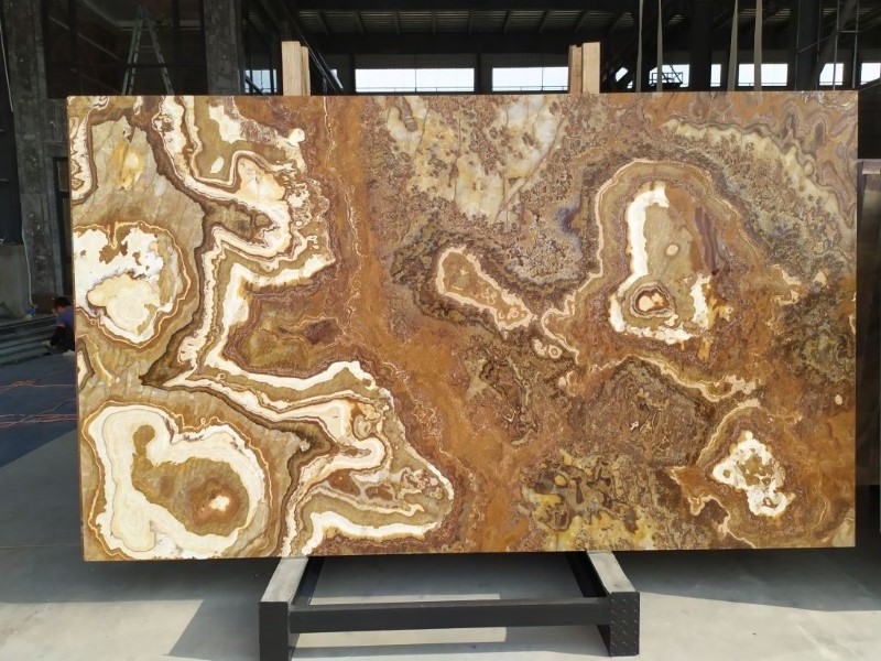 bookmatch backlit translucent tiger onyx marble stone slabs and tiles wholesale price popular brown marble