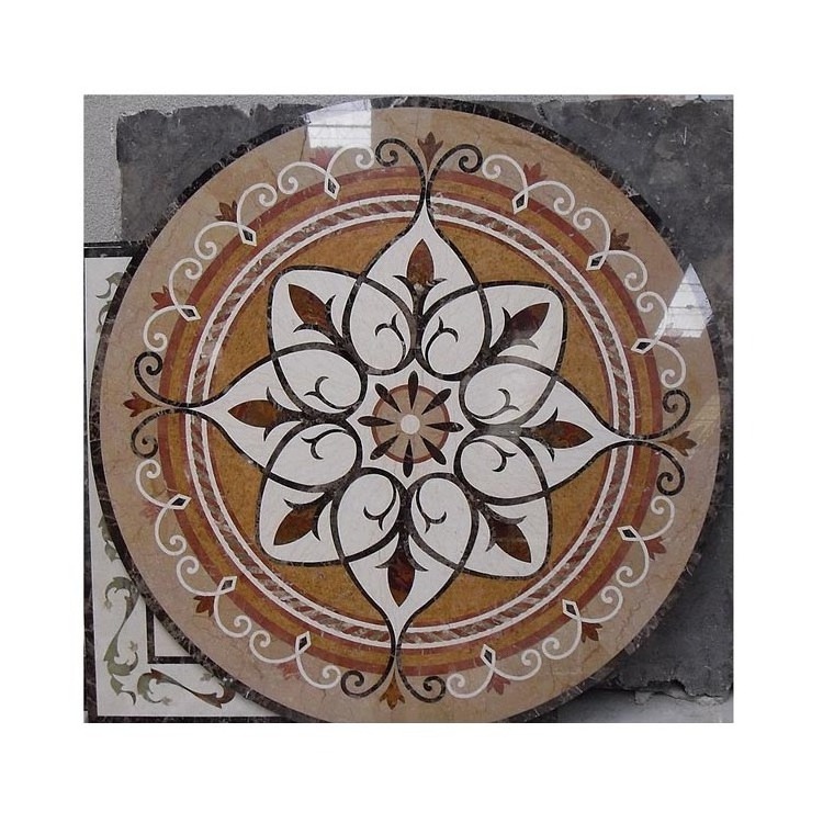 Hotel Interior Luxury Round Floor Ceramic Marble Waterjet Medallions Tile