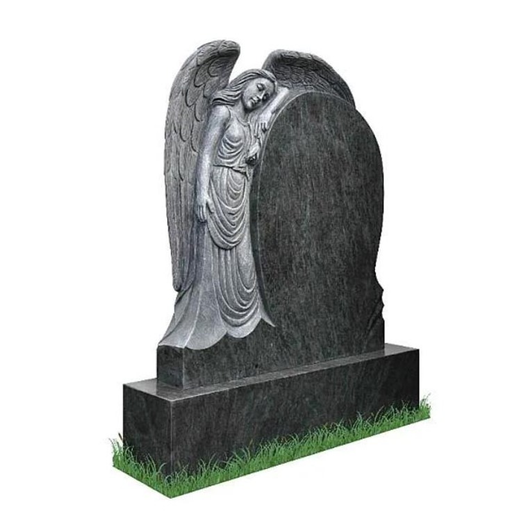 Black Granite monument customized style natural marble stone angle sculpture stone tombstone/angel headstones