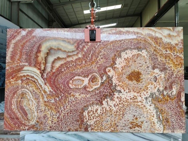 Factory Direct Price Backlit Red Dragon Onyx Marble Stone Slabs Interior Background Marble Wall Design