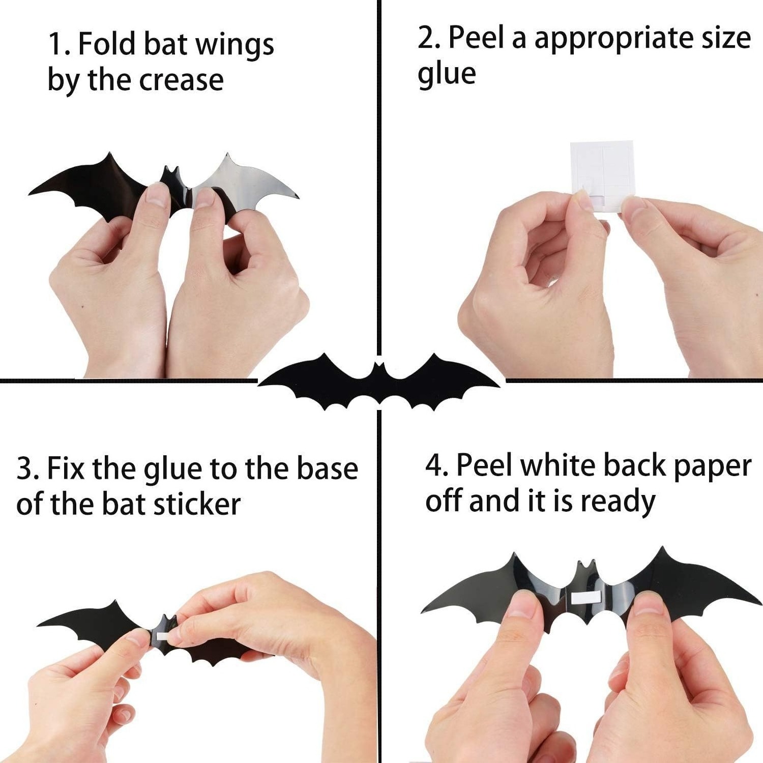 Wholesale 3D PVC Bats Sticker Halloween Wall Decoration Set For Halloween Bar Haunted House Decoration Party Ornament