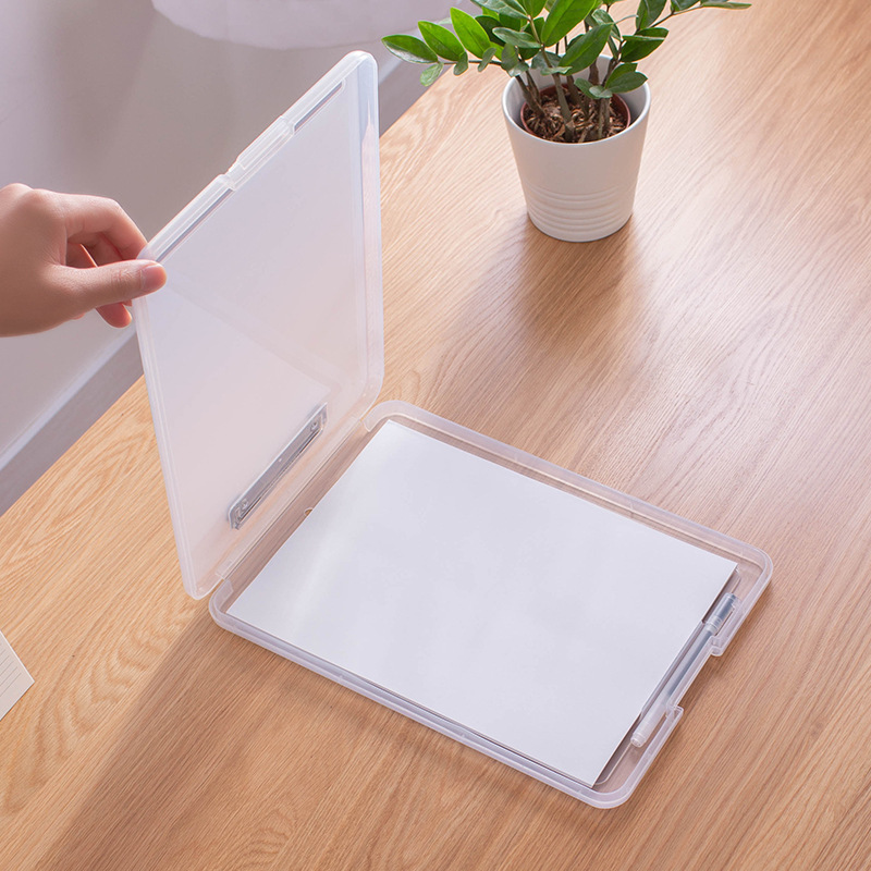 New A4 File Box Folder File Paper Organizer Multifunctional File Box Plastic Fold up Clipboard