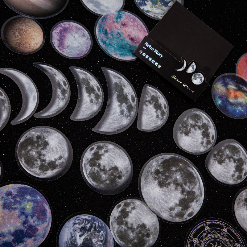 15 Pcs/Pack Galaxy Planet Sticker Moon Universe Theme DIY Scrapbooking Journaling Diary Decoration Supplies Laptop Stickers