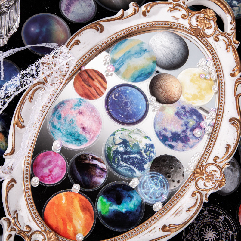 15 Pcs/Pack Galaxy Planet Sticker Moon Universe Theme DIY Scrapbooking Journaling Diary Decoration Supplies Laptop Stickers