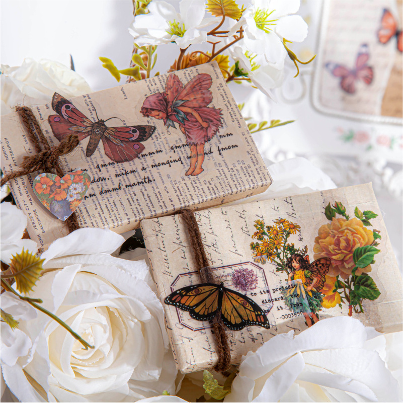 45 pcs/box Flower Fairy Diary Series Decorative PVC Sticker Scrapbooking diy Label Diary Stationery Album Journal Retro Stick