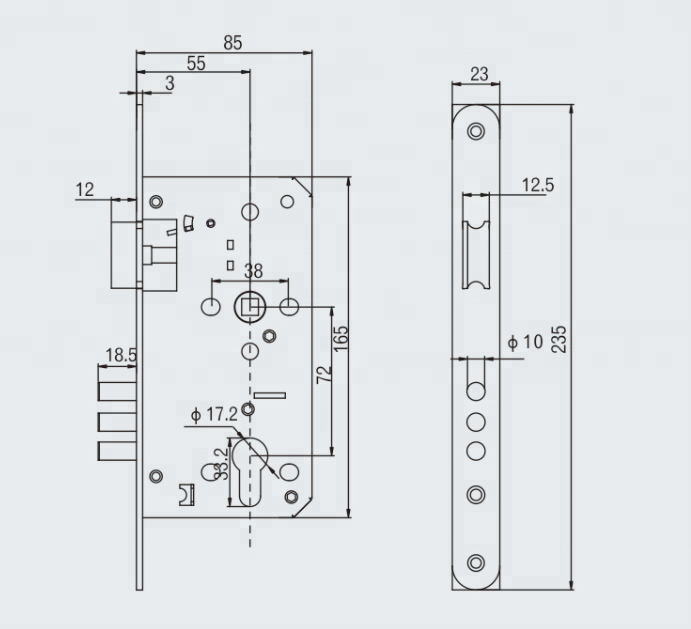 Euro cylinder mortice lock body door security lock