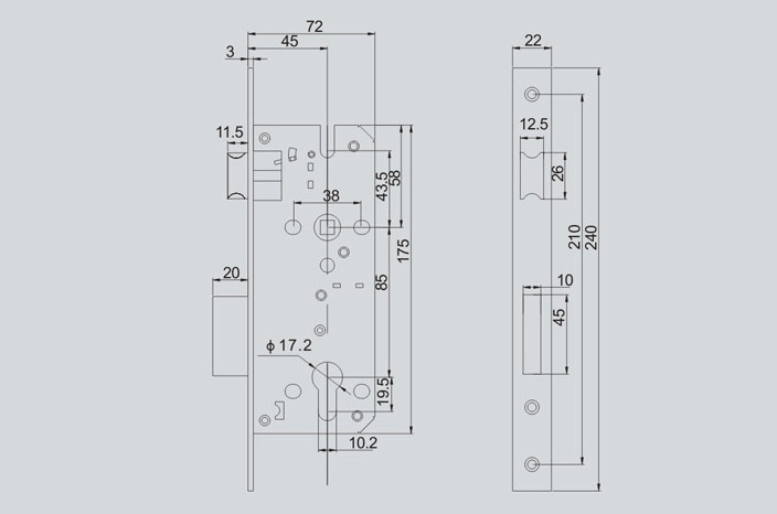 8545 Security door lock in conformity with DIN182520-3