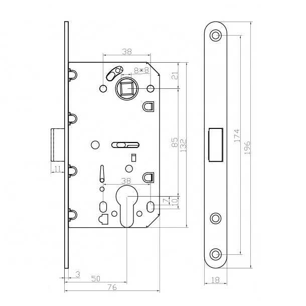 Most popular  8550 magnetic door lock with Italian design for wooden door