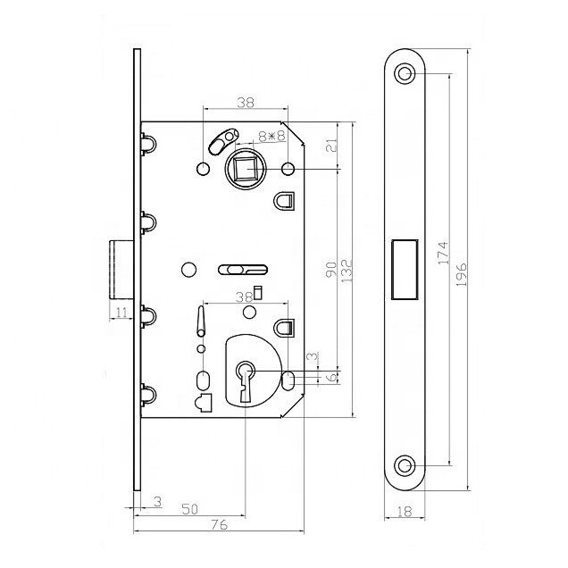 Magnetic door lock with Italian design for wooden door