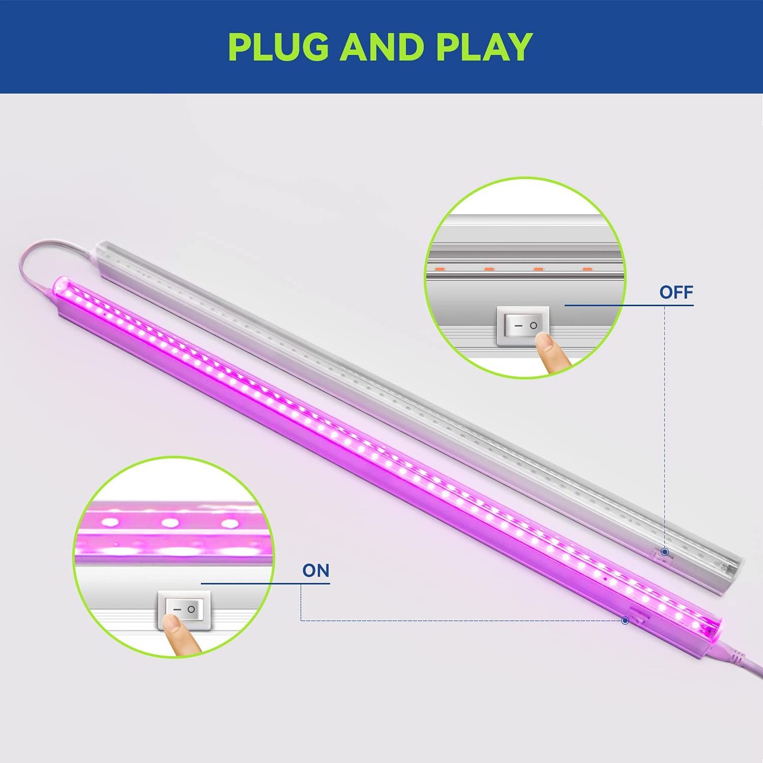 LED Grow Light Strips For Plants 2FT High Output Integrated Fixture Extendable Grow Lights Greenhouse Plant LED Grow Light