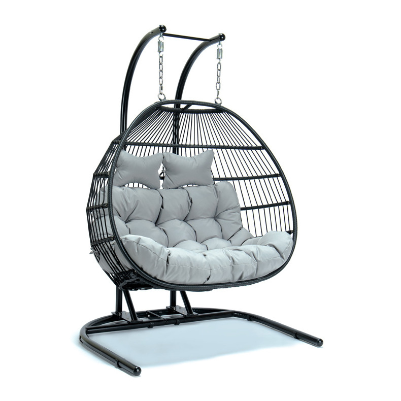 Customized Comfortable Double Hanging Metal Garden Swing Swing Chair Cushions Seater Outdoor Garden Set Seat