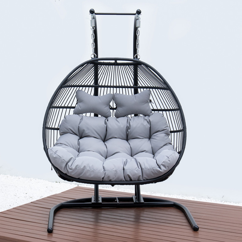 Customized Comfortable Double Hanging Metal Garden Swing Swing Chair Cushions Seater Outdoor Garden Set Seat