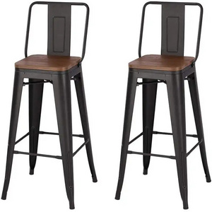 Heavy Duty Steel Industrial Stackable Metal High Leg Bar Chair Kitchen Counter Bar Stool