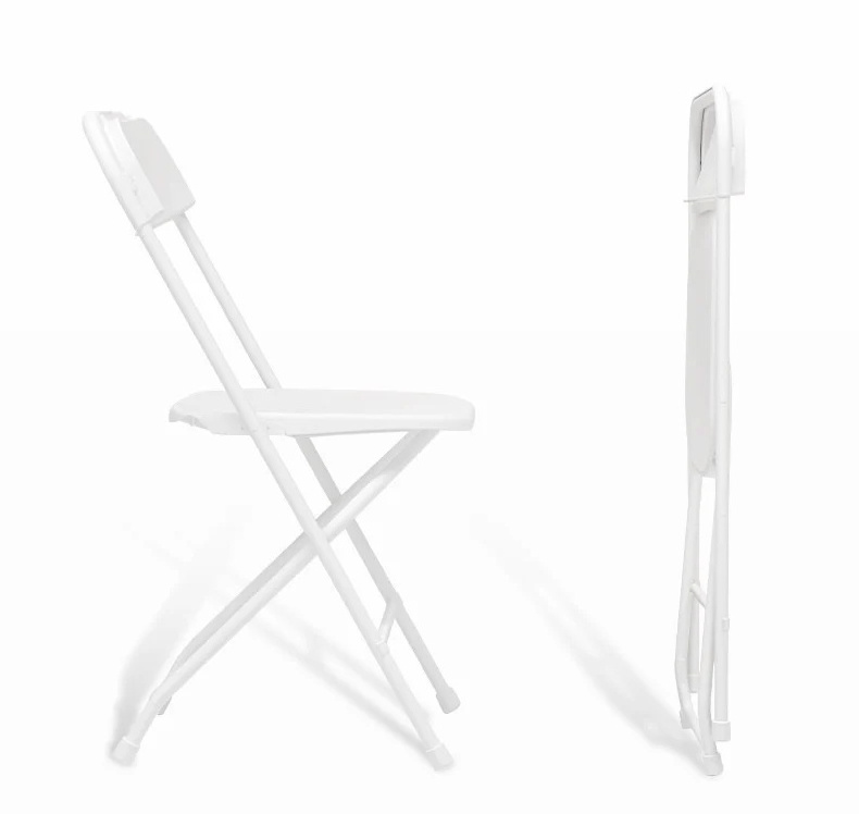 Wholesale Portable Steel Frame Stackable Chair White Plastic Folding Hotel Chair for Indoor Outdoor Events