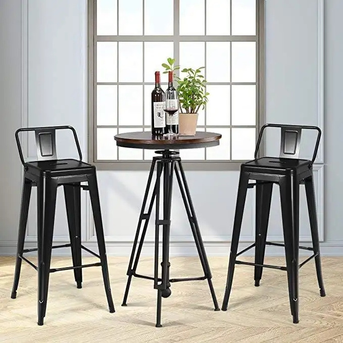 Heavy Duty Steel Industrial Stackable Metal High Leg Bar Chair Kitchen Counter Bar Stool