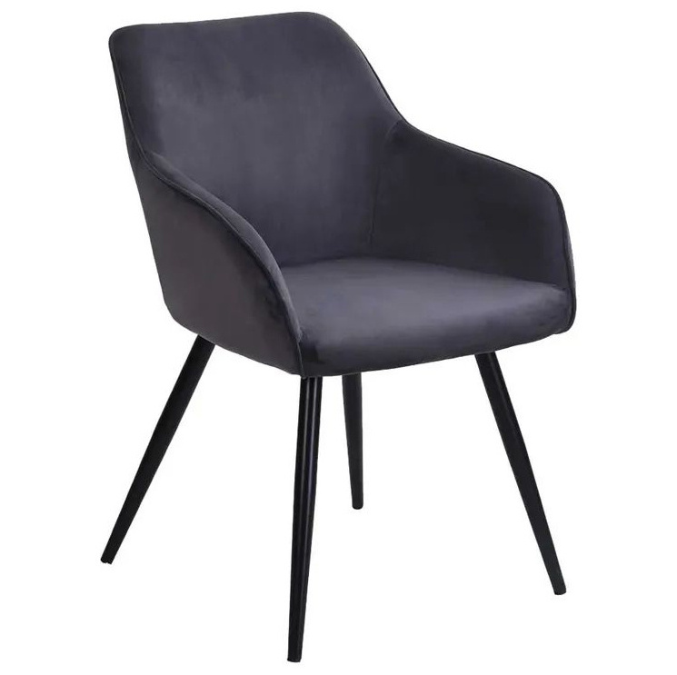 Hot Sale Metal Legs Cafe Restaurant Arm Chairs Upholstered Metal Legs Fabric Velvet Dining Chairs