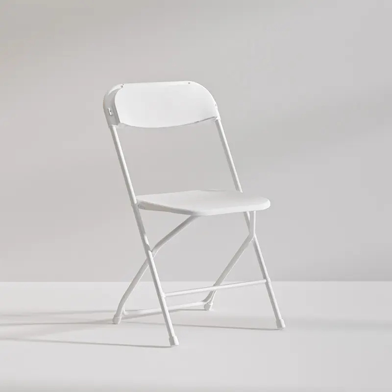 Wholesale Portable Steel Frame Stackable Chair White Plastic Folding Hotel Chair for Indoor Outdoor Events