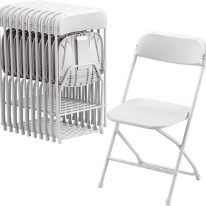 Wholesale Portable Steel Frame Stackable Chair White Plastic Folding Hotel Chair for Indoor Outdoor Events