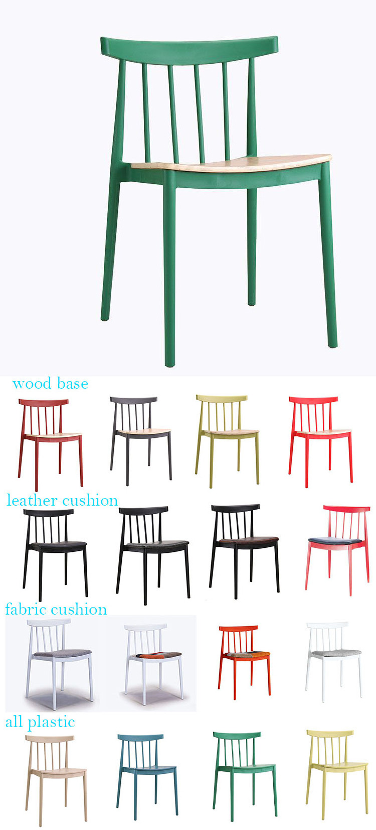 Nordic Design Stackable Colored Outdoor Furniture Chairs Monoblock Durable PP Plastic Dining Chair