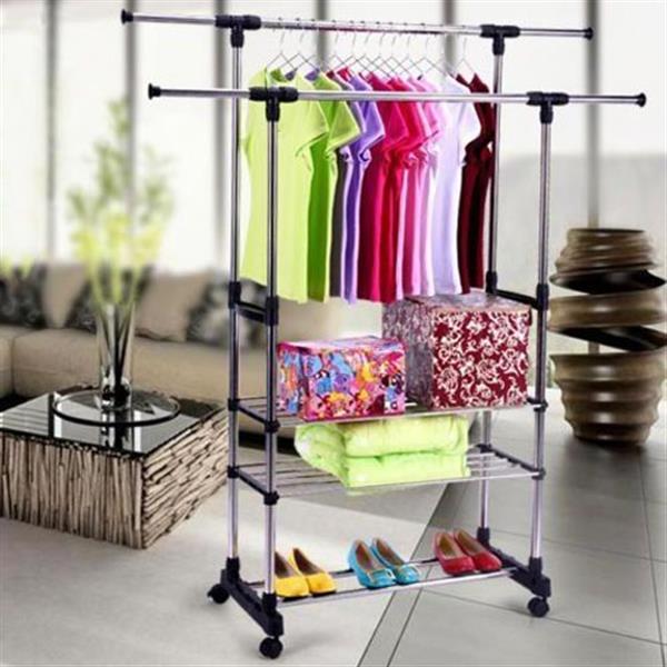 High Quality Bedroom Adjustable Garment Rack Double Telescopic Pole Stainless steel Clothes Dryer Rack