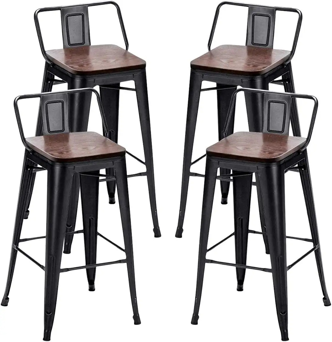 Heavy Duty Steel Industrial Stackable Metal High Leg Bar Chair Kitchen Counter Bar Stool