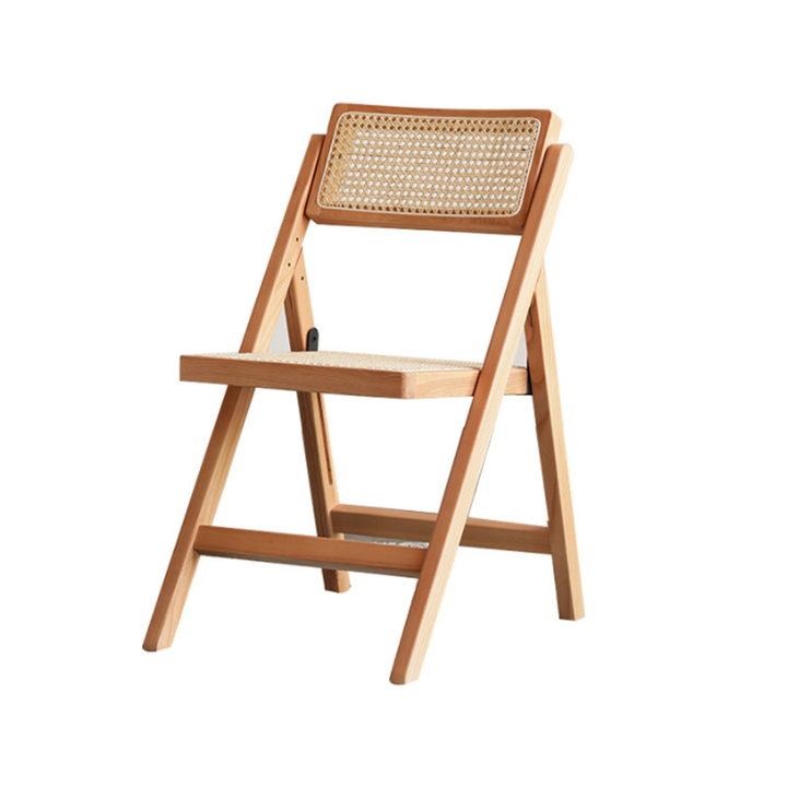 Folding Durable Wooden Frame Restaurant Natual Rattan Foldable Dining Chair on Sale