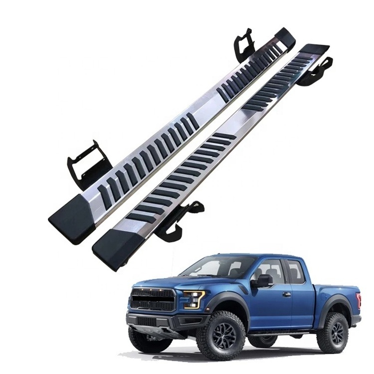 For 2015-2020 Ford F150 Super Cab V Style Running Boards Side Step Nerf Bar Silver Black Pickup Truck Offroad 4x4 Accessories