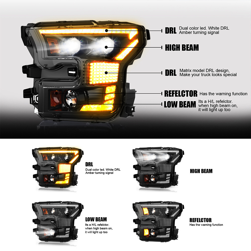 Auto lighting system upgrade led car headlight for Ford F-150 F150 Car Led Headlight Assembly Faros