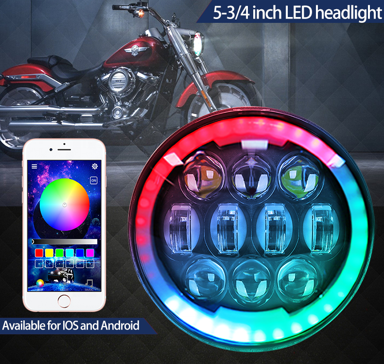 Faro Led Redondo 7inch Products Universal Led Blue Round Motorcycle Headlamp 4x6 Led Headlight 5.75 For Harley Headlight