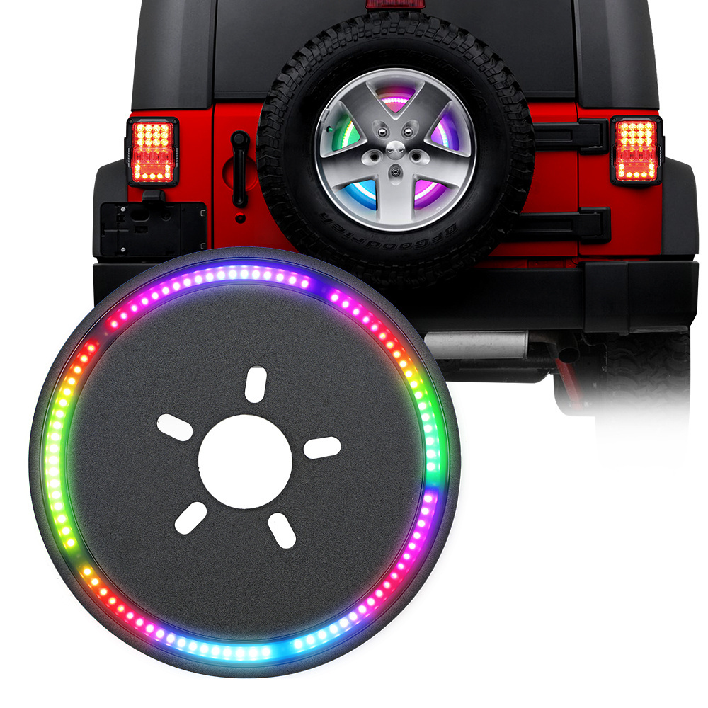 RC Dancing Rgb Spare Tire Ring Brake Light 3Rd Led Rear Wheel Lights Third Tail Lamp For Jeep Wrangler Jk Jl Jlu