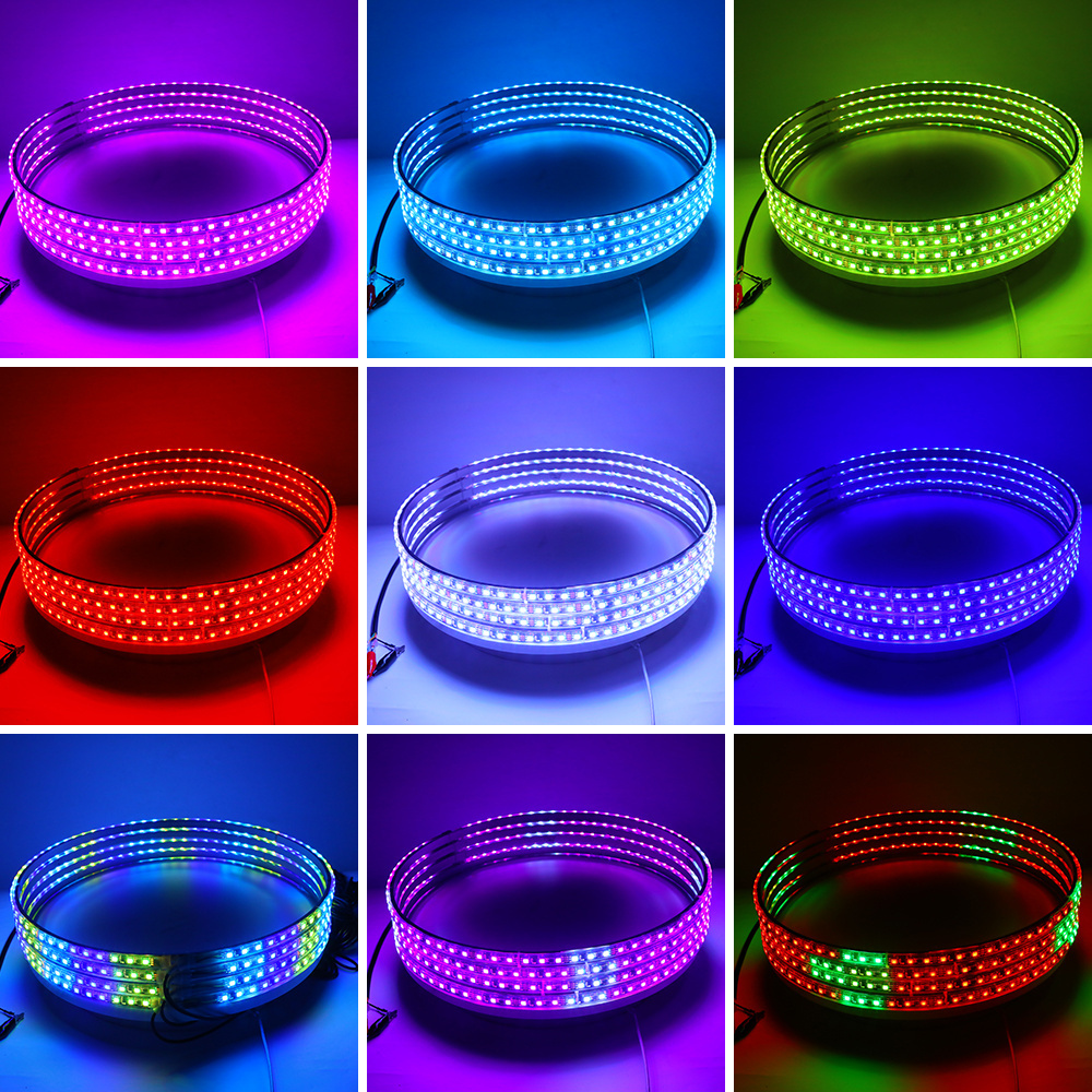 Wheel Ring Light Colored Car Tires Waterproof 17Inch Coloring Changing Auto Wheel Ring Led Rgb Lights For Truck