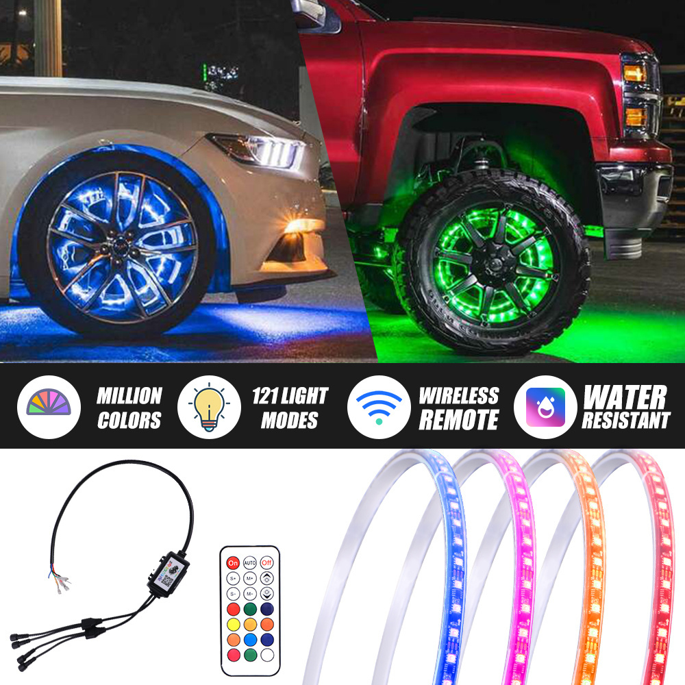 Wheel Ring Light Colored Car Tires Waterproof 17Inch Coloring Changing Auto Wheel Ring Led Rgb Lights For Truck