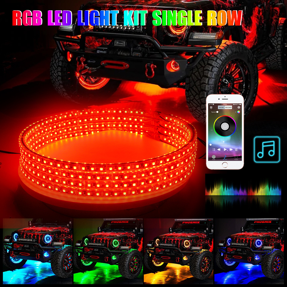 Double or Single Row 14 15.5 or 17 inch Rgbw Rgb Led Car Wheels Tire Ring Lights Rgb Colored App Control Wheel Lights For Trucks