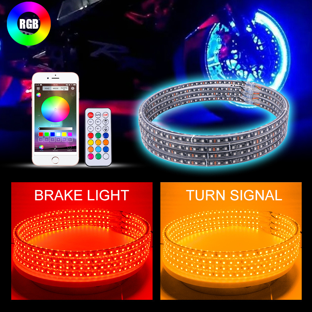 Double or Single Row 14 15.5 or 17 inch Rgbw Rgb Led Car Wheels Tire Ring Lights Rgb Colored App Control Wheel Lights For Trucks