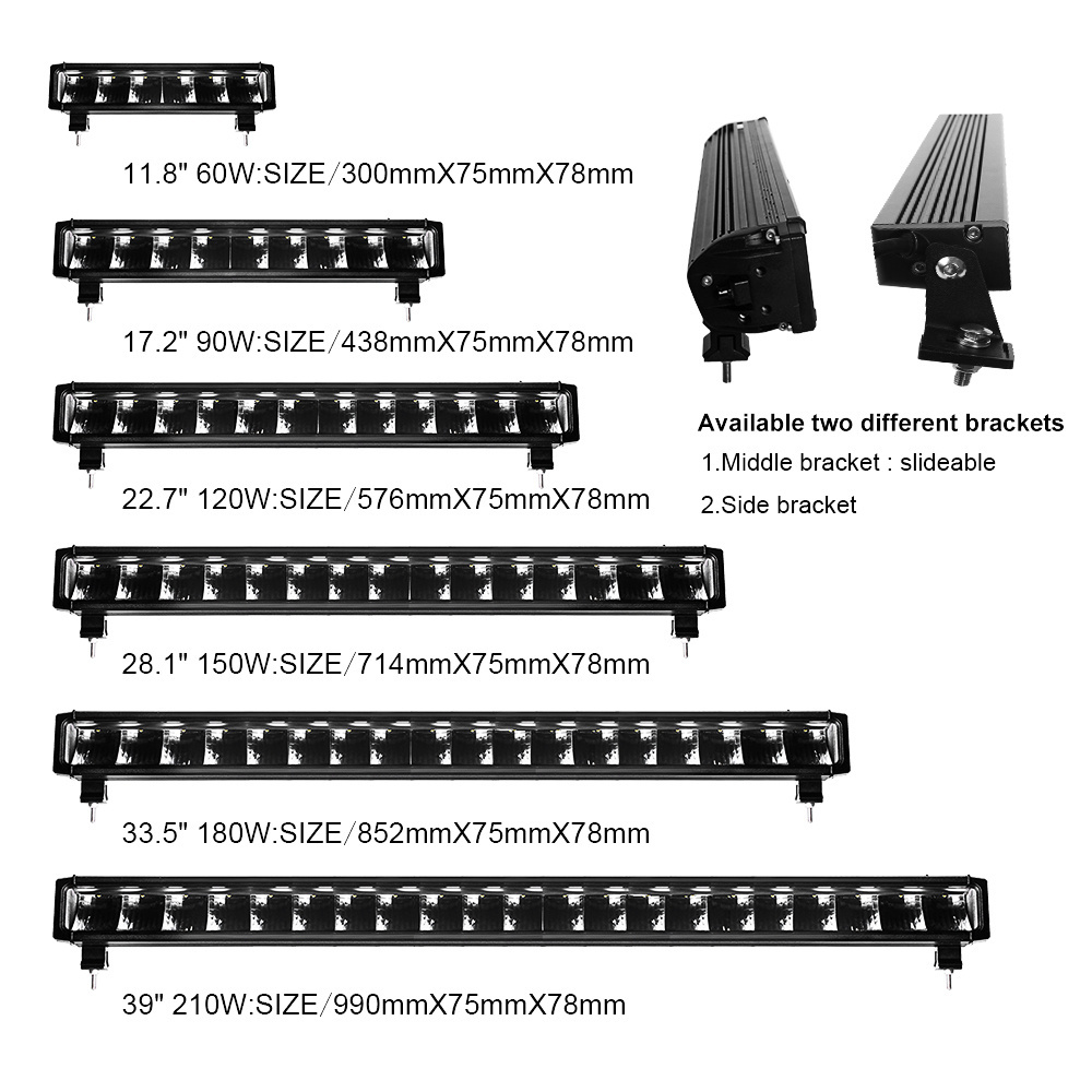 Wholesale OEM Off Road High Power 120W 180W 240W ATV UTV Led Bar,Super Slim Thin 6D Single Row 4x4 Car Led Light Bars