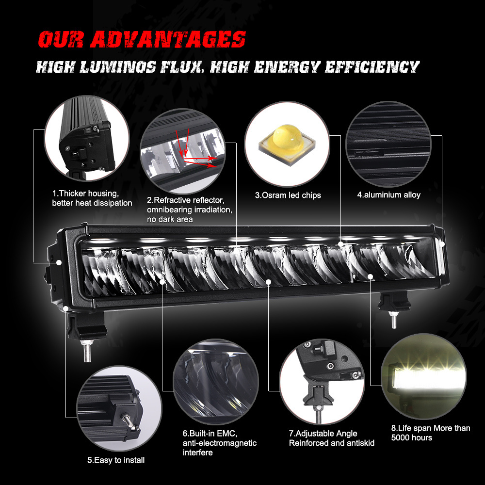 Wholesale OEM Off Road High Power 120W 180W 240W ATV UTV Led Bar,Super Slim Thin 6D Single Row 4x4 Car Led Light Bars