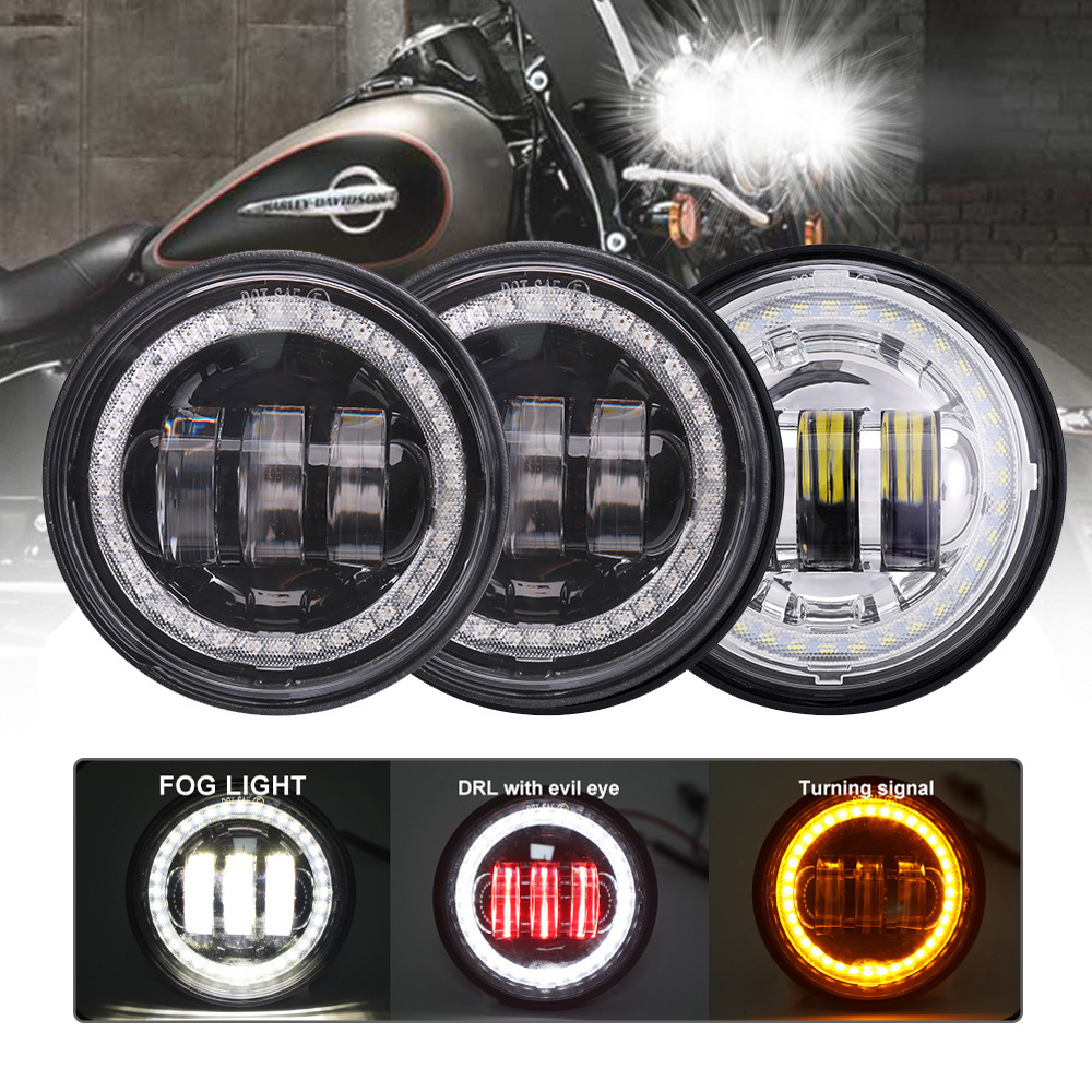 Halo Ring Chrome Daymaker Road King 4x4 Round 4.5 Inch Led Fog Light With 7'' 7 Inch Laser Led Headlight