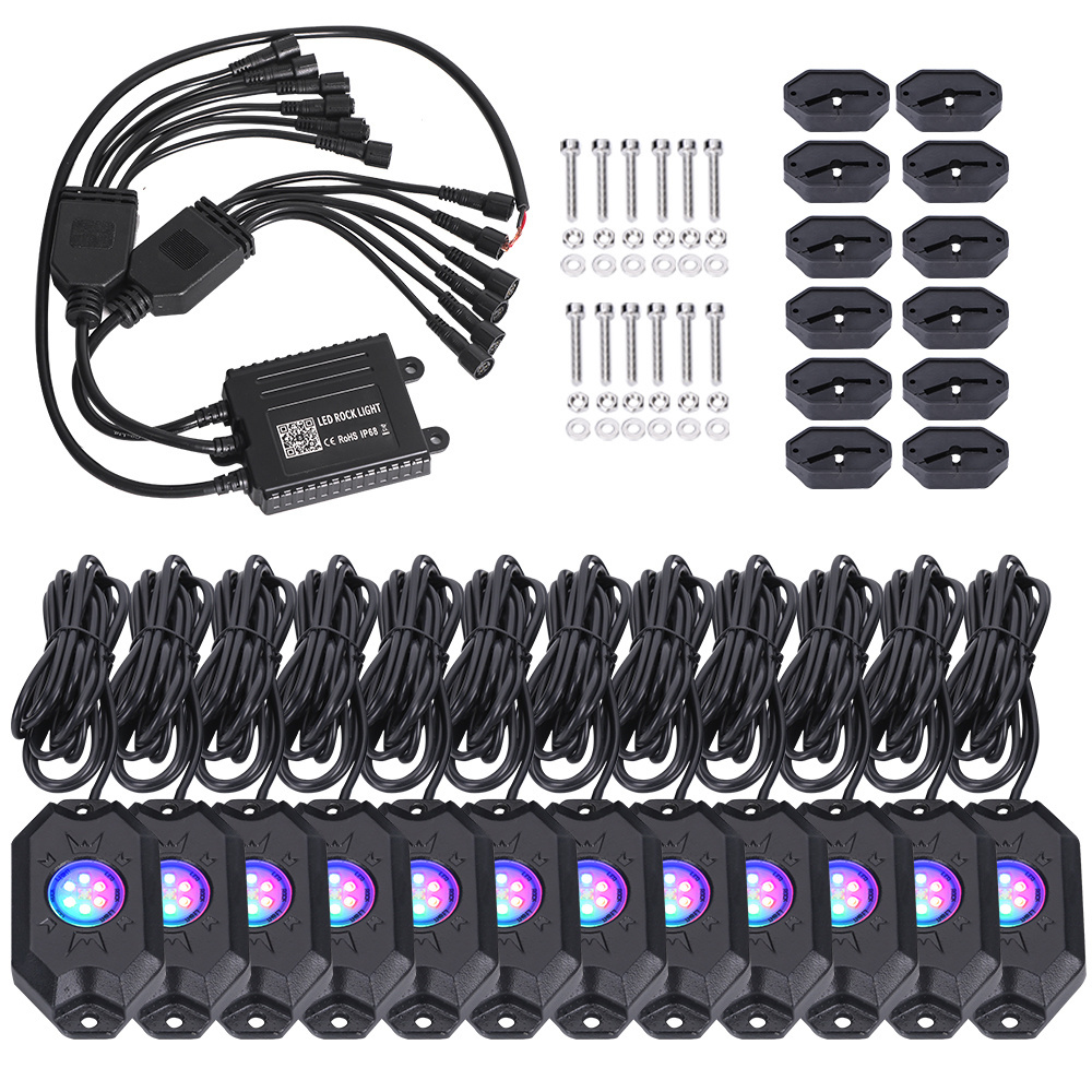 RGB+White rocklights 4 8  or 12 pods led rgbw pure white rock light 8 pods underglow decking lights RGB rocker lights