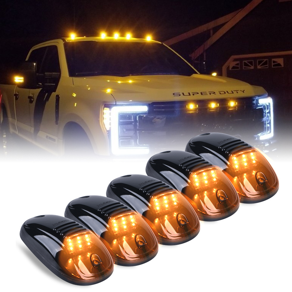 5PCS/set 12V 24V Smoked Lens Car Daytime Amber LED Roof Cab Marker Lights For F150 Dodge RAM SUV GMC Chevy Cruz Truck Pickup