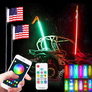 LED Whip Lights Antenna RGB Color Chase Whips with Flag for ATV UTV RZR Off Road Sand Dune Buggy 4X4 Quad Boat Marine